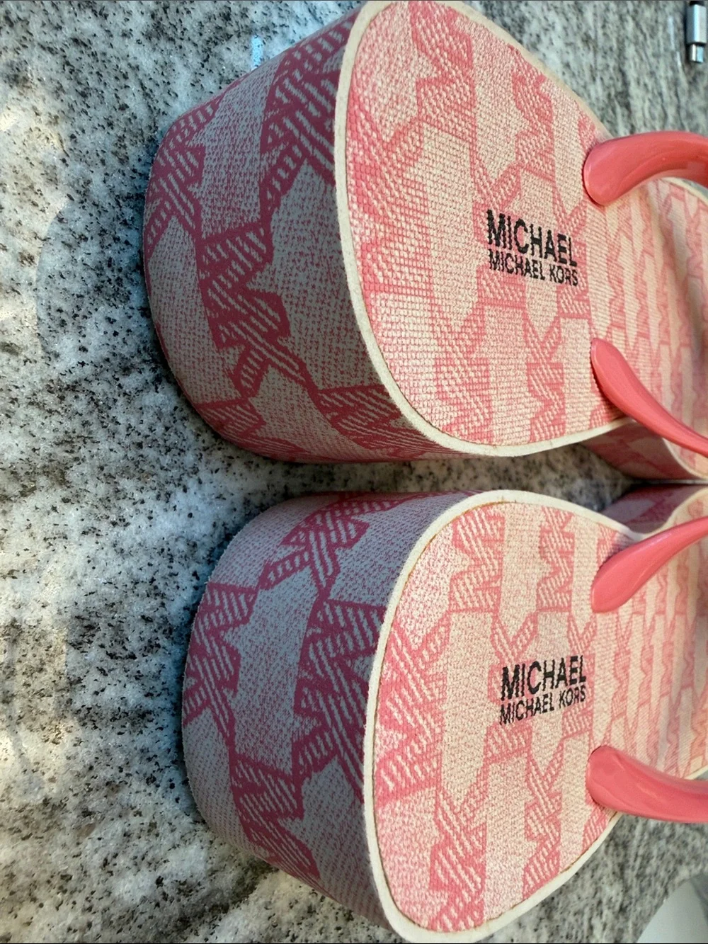 Michael Kors Coral Pink Logo Flip Flop Sandals